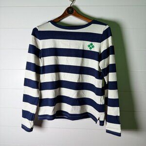 Kate Spade Navy & White Stripe Boatneck Long Sleeve 100% Cotton Shirt Sz Small
